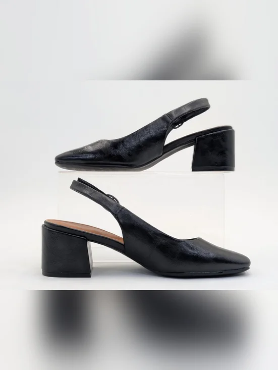 Baretraps "Ester" Women's Size 8M Black Faux Leather Slingback Block Heel - Picture 9 of 17